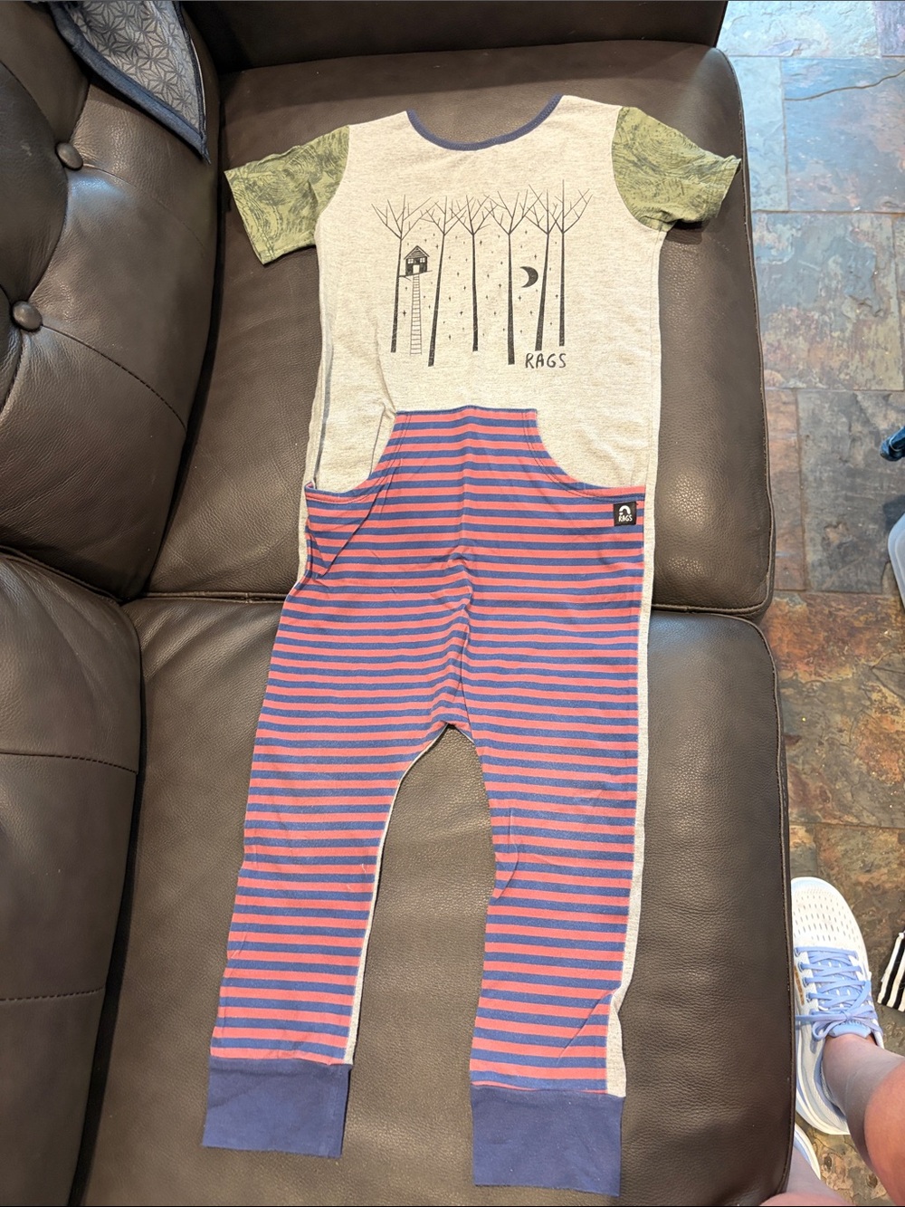 Kids Striped Romper - Blue, Red& Green